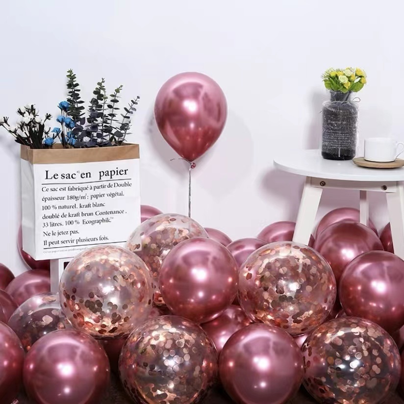 Internet Celebrity Explosion-Proof Metal Sequins Balloon Wholesale Children Non-Toxic Birthday Decoration Supplies Wedding Scene Layout Balloon