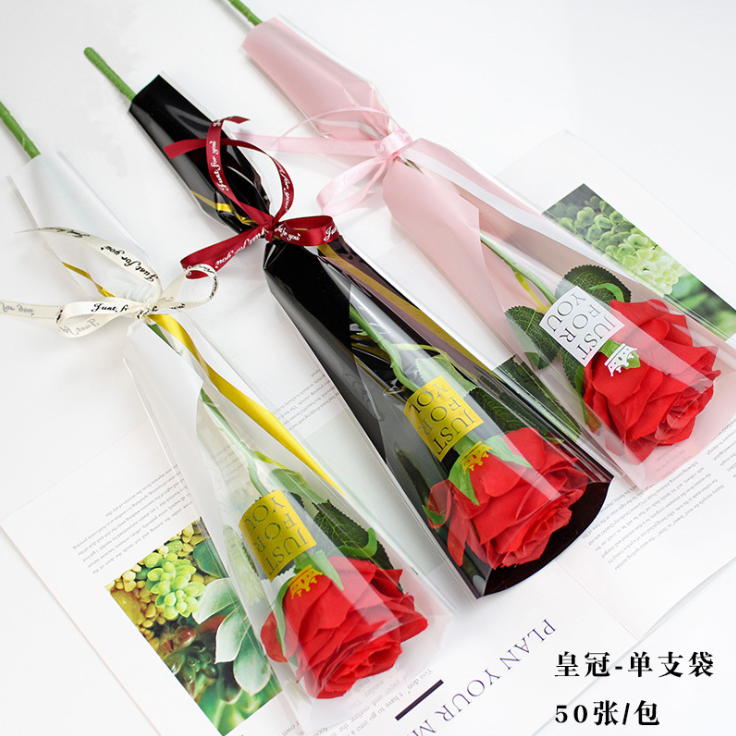 crown single bag single rose packaging bag stall single branch flower bundle bag flower flower shop floral packaging material