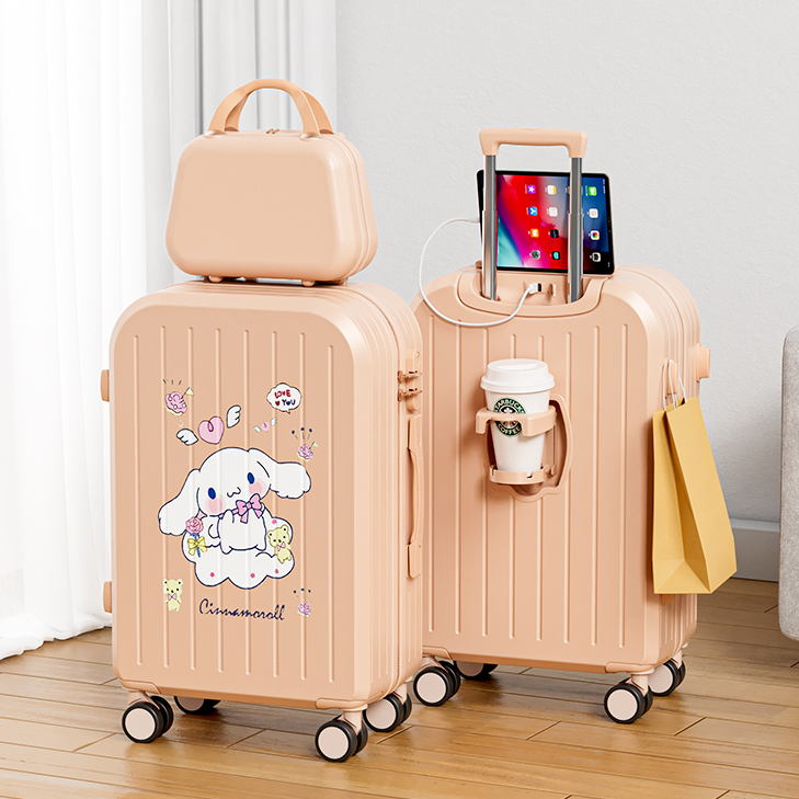 new multi-functional mute luggage female student cute trolley case cartoon password box small fresh travel luggage