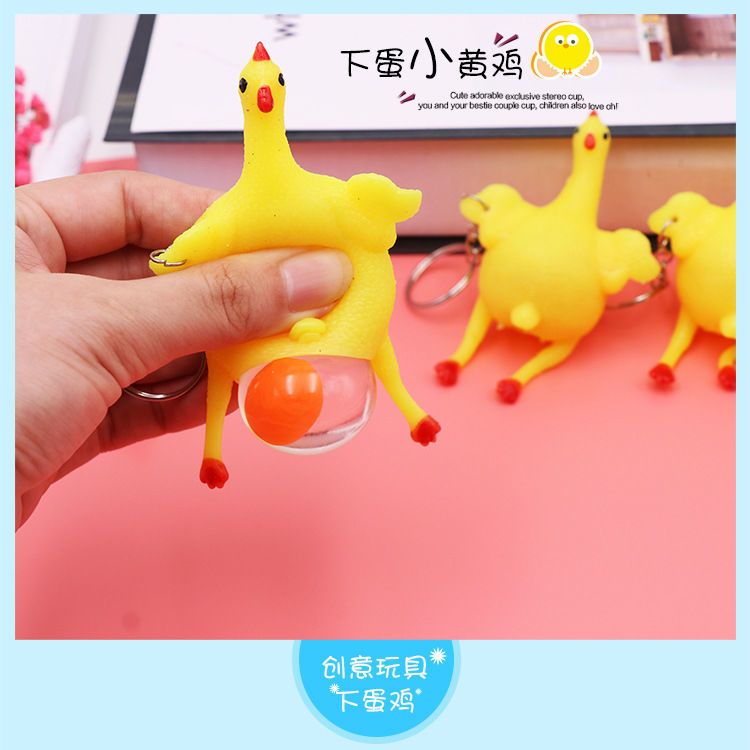 Creative Funny next Laying Hens Vent Chicken Pendant Keychain Class Boring Spoof Decompression Trick Funny Squeezing Toy
