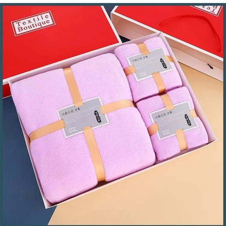 Towels Wedding Companion Hand Gift Return Birthday Banquet Present Towel Company Gift Daily Use Three-Piece Suit of Bath Towel