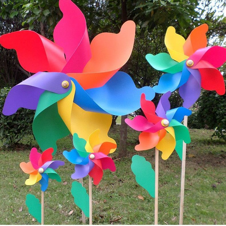 outdoor colorful windmill rotating hanging kindergarten scenic spot decoration children‘s plastic toy push windmill