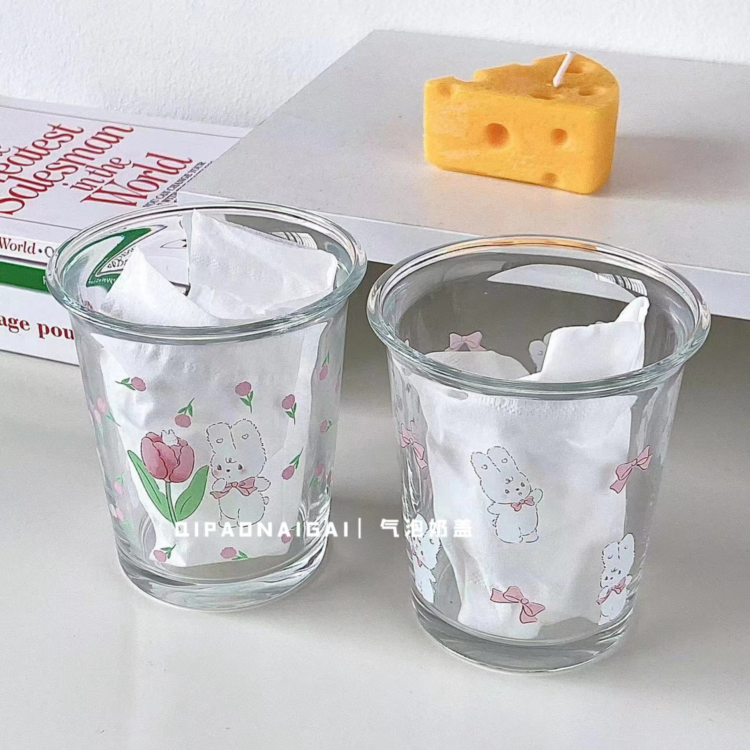 Korean Style Cartoon Glass Cup Ins Style Good-looking Large-Capacity Water Cup Household Coffee Cup Ice American Latte Cup