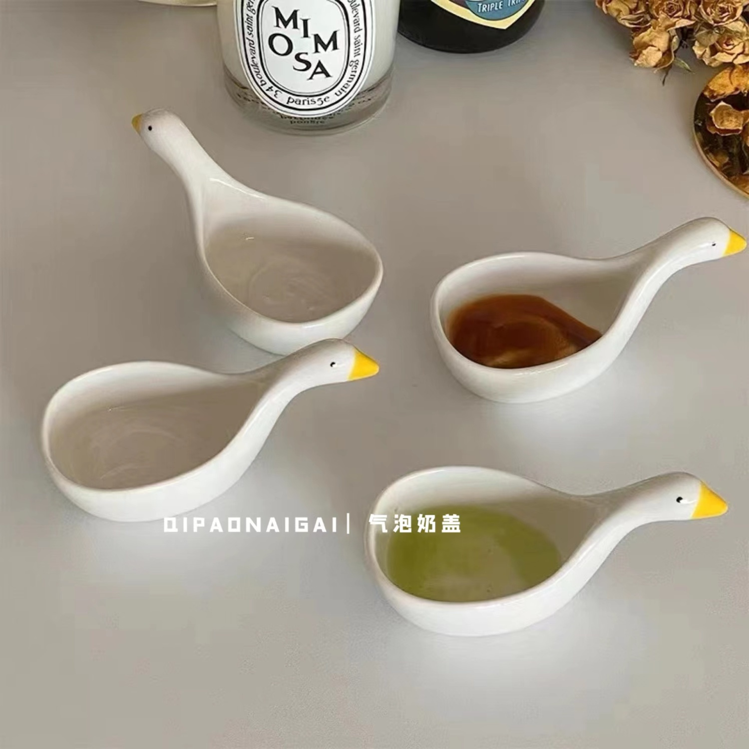 Ins Style Cute Duck Duck Sauce Dipping Bowl Three-Dimensional Cartoon Porcelain Small Plate Seasoning Dish Tomato Sauce Vinegar Dish Salad Dish