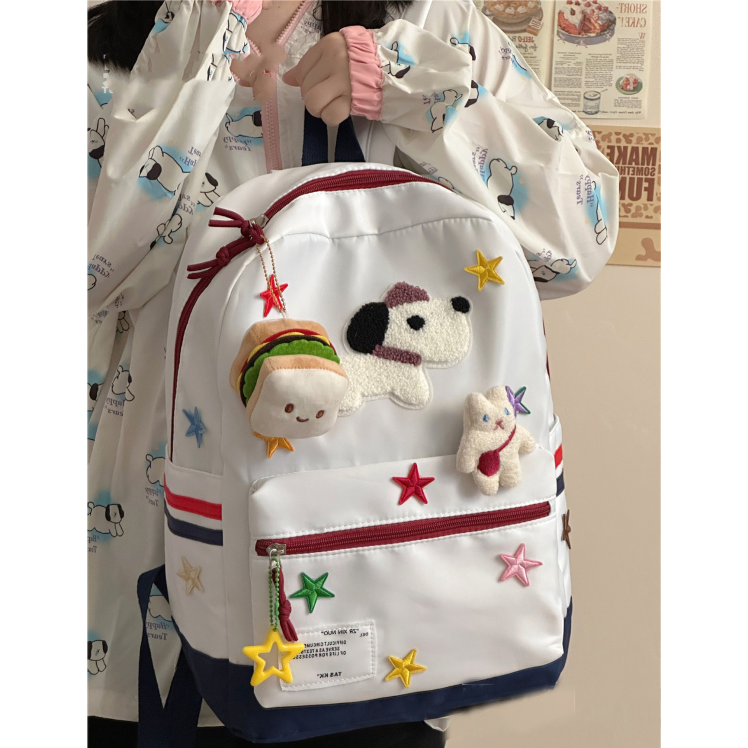 tea party ins girl american puppy schoolbag cute sister backpack cartoon student large capacity schoolbag female