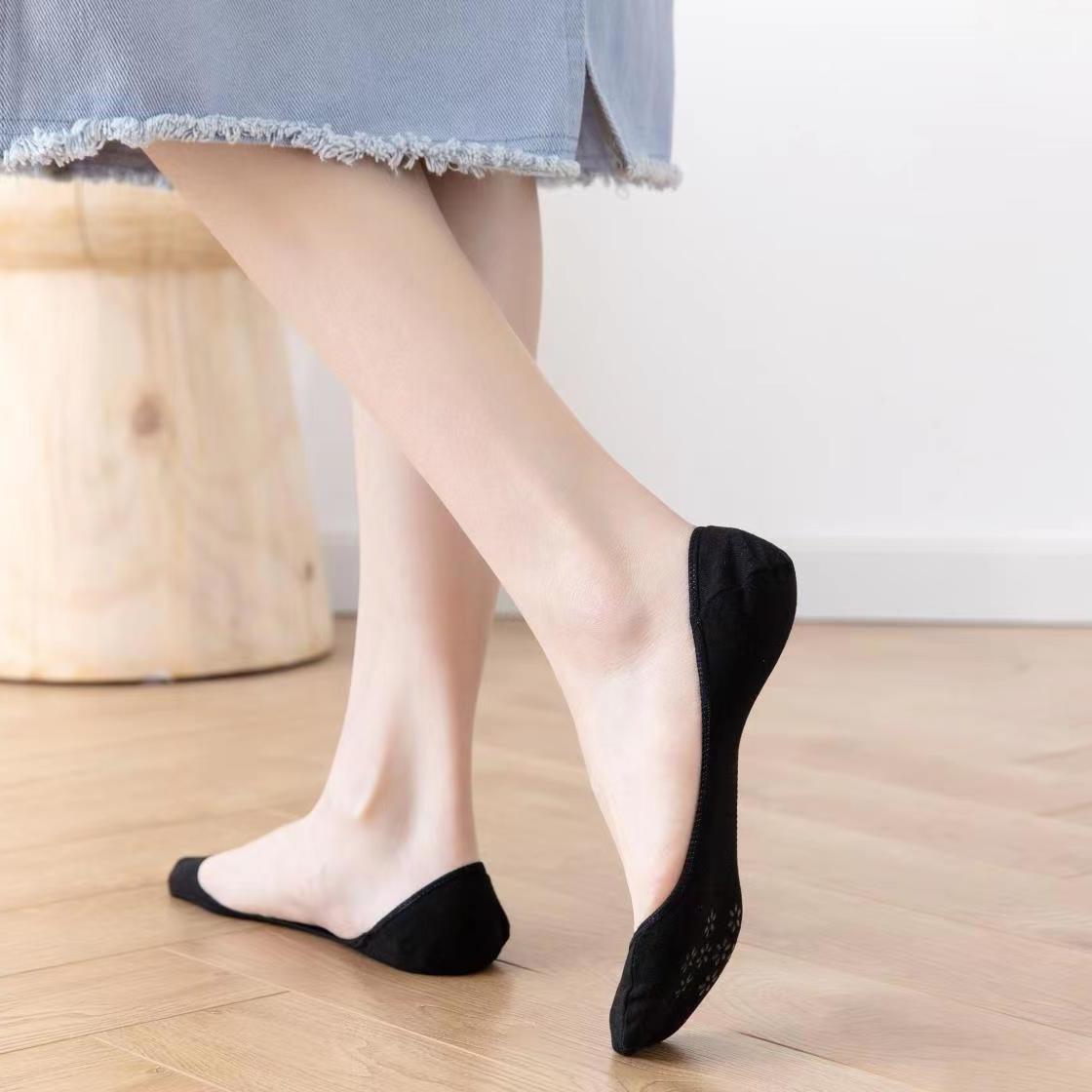 Ankle Socks Women's Pure Cotton Full Invisible High Heels Summer Thin Anti-Slip Silicone Tight Low-Top Women's Socks