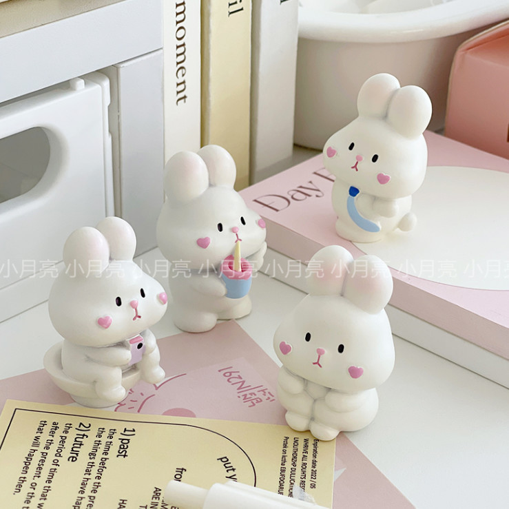 Cute Rabbit Decoration Girl Heart Ins Style Desktop Decoration Set Cartoon Super Cute Creative Car Ornament Decoration