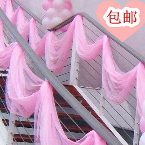 voile wedding celebration decoration yarn curtain snow yarn wedding bridal chamber wedding room layout stair handrail decorative gauze curtain voile floral ball free shipping