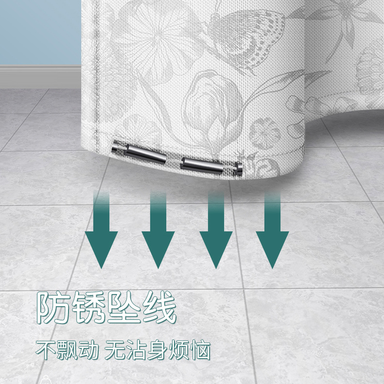 shower curtain suit non-perforated curtains thickened bathroom partition door curtain shower curtain cloth waterproof and mildew-proof shower curtain rod suit