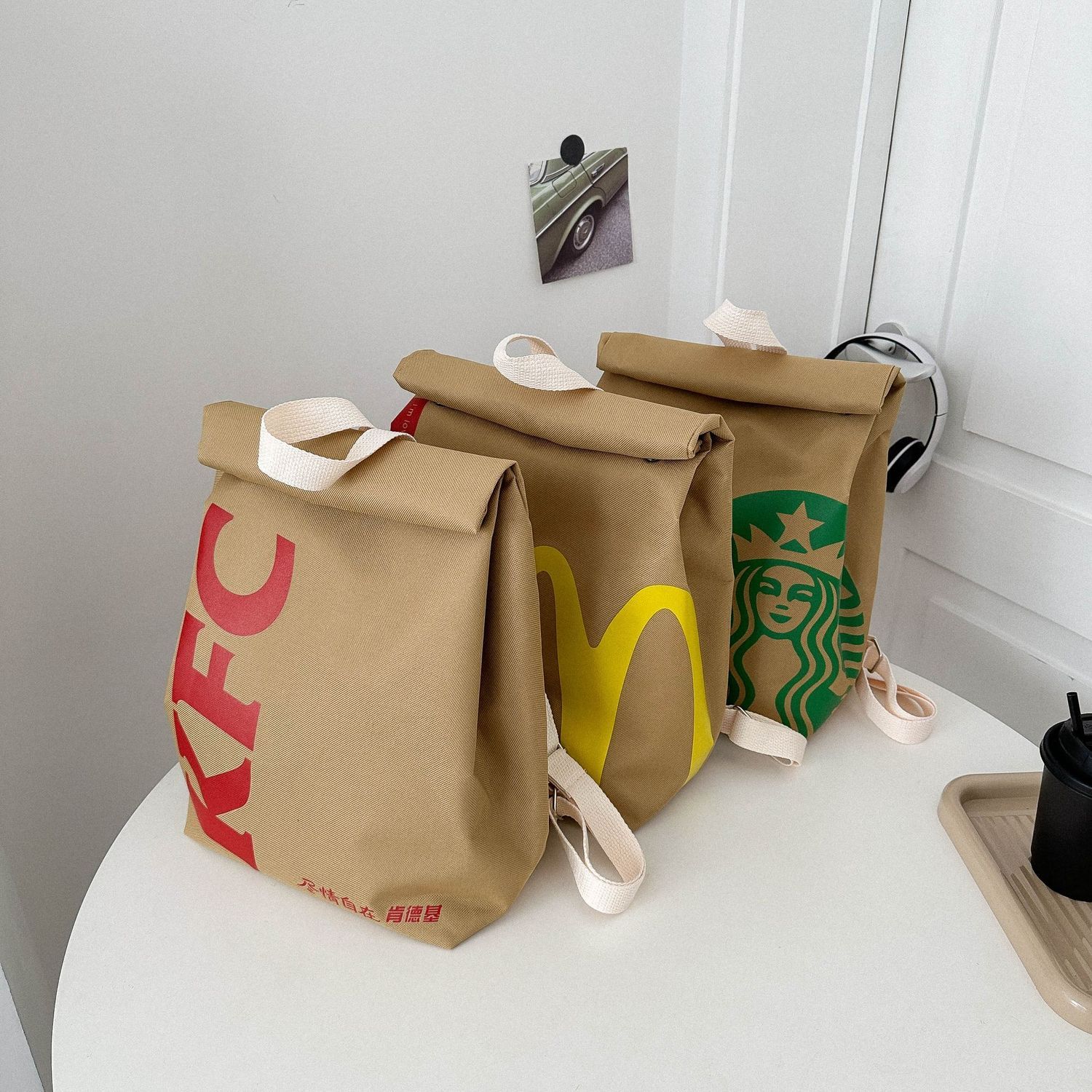 mcdonald‘s backpack paper bag female cheese steamed stuffed bun large capacity bag college student class xiaohongshu same backpack