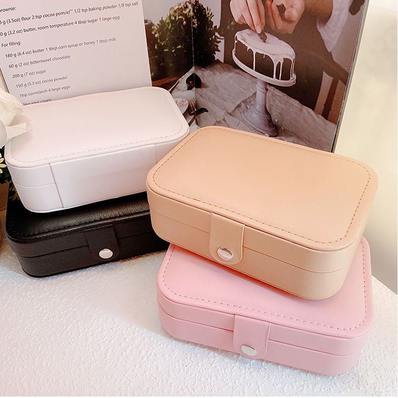 Korean Jewelry Storage Box Travel Portable Jewelry Box Small Ring Earrings Jewelry Box Packaging in Stock Wholesale