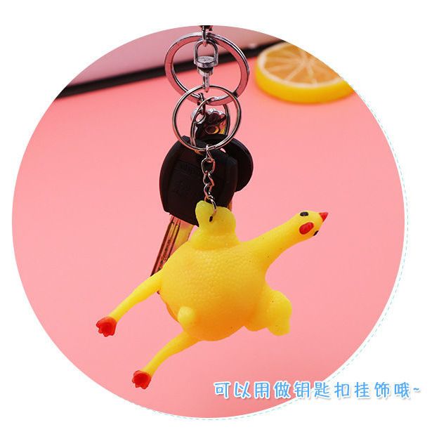 Creative Funny next Laying Hens Vent Chicken Pendant Keychain Class Boring Spoof Decompression Trick Funny Squeezing Toy