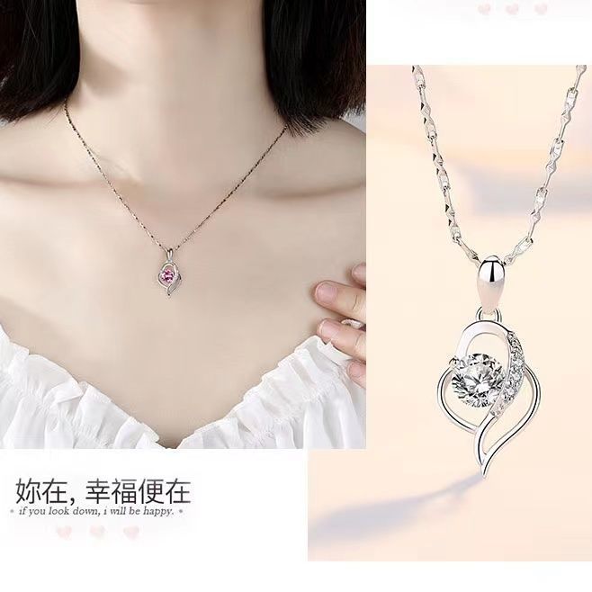 S925 Silver Heart Has You Light Luxury Pendant Necklace Simple All-Match Clavicle Chain Valentine's Day Gifts for Girlfriend