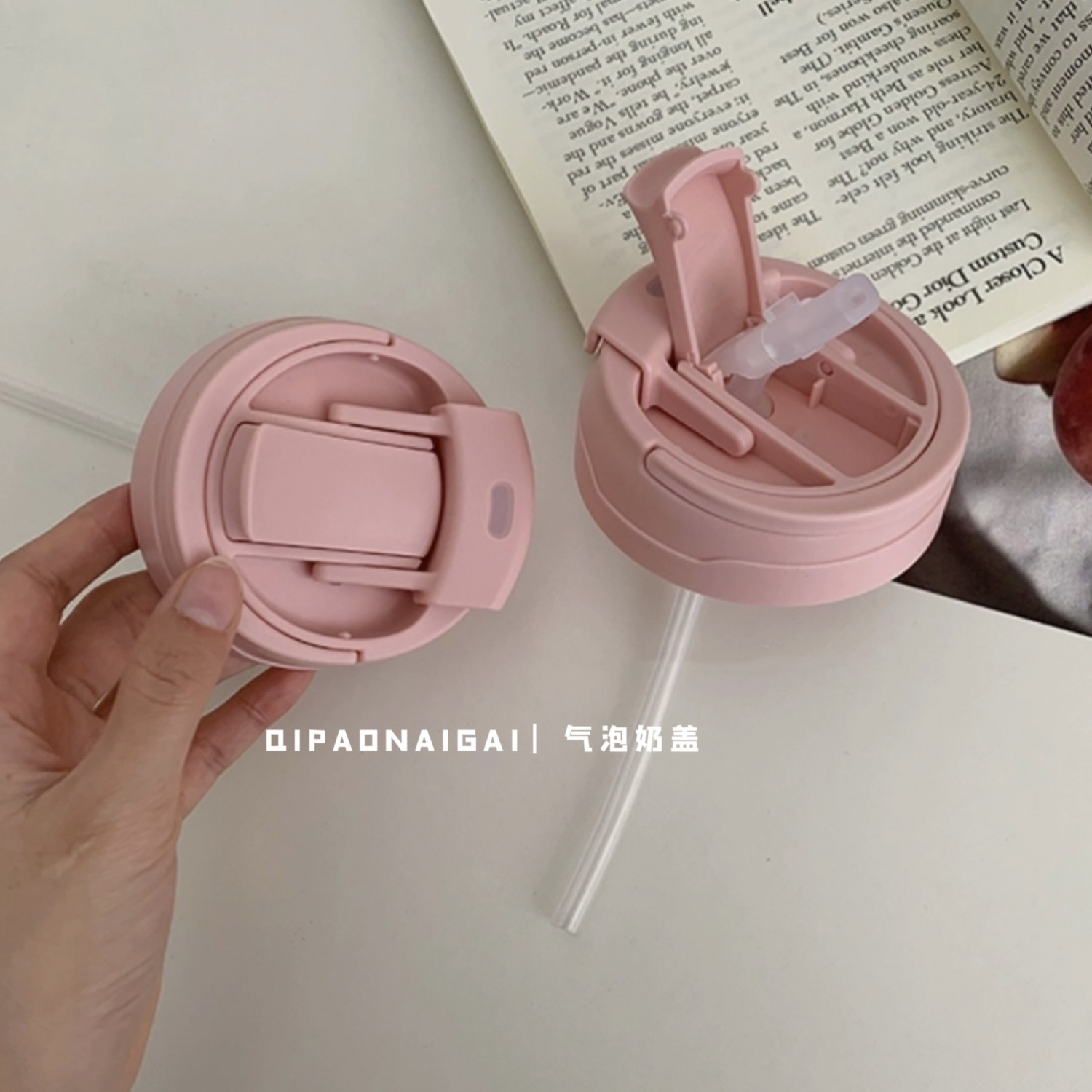 Cute Cartoon Transparent Glass Good-looking Portable with Lid Cup with Straw Large Capacity Milk Coffee Cup Women