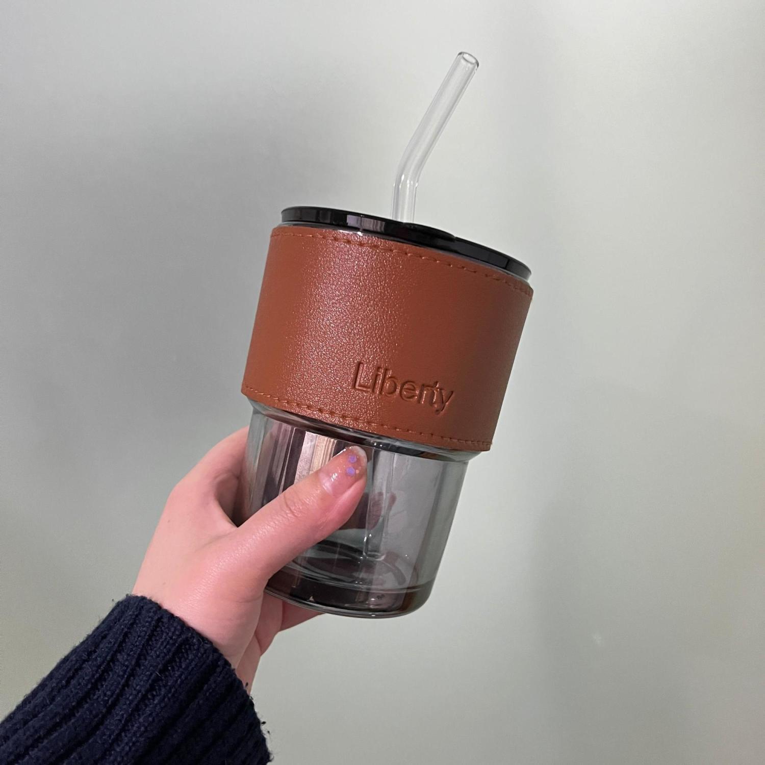 Internet Celebrity Ins Good-looking Glass Premium Anti-Scald and High Temperature Resistant All-Match Straw Style with Lid Large Capacity Coffee Cup