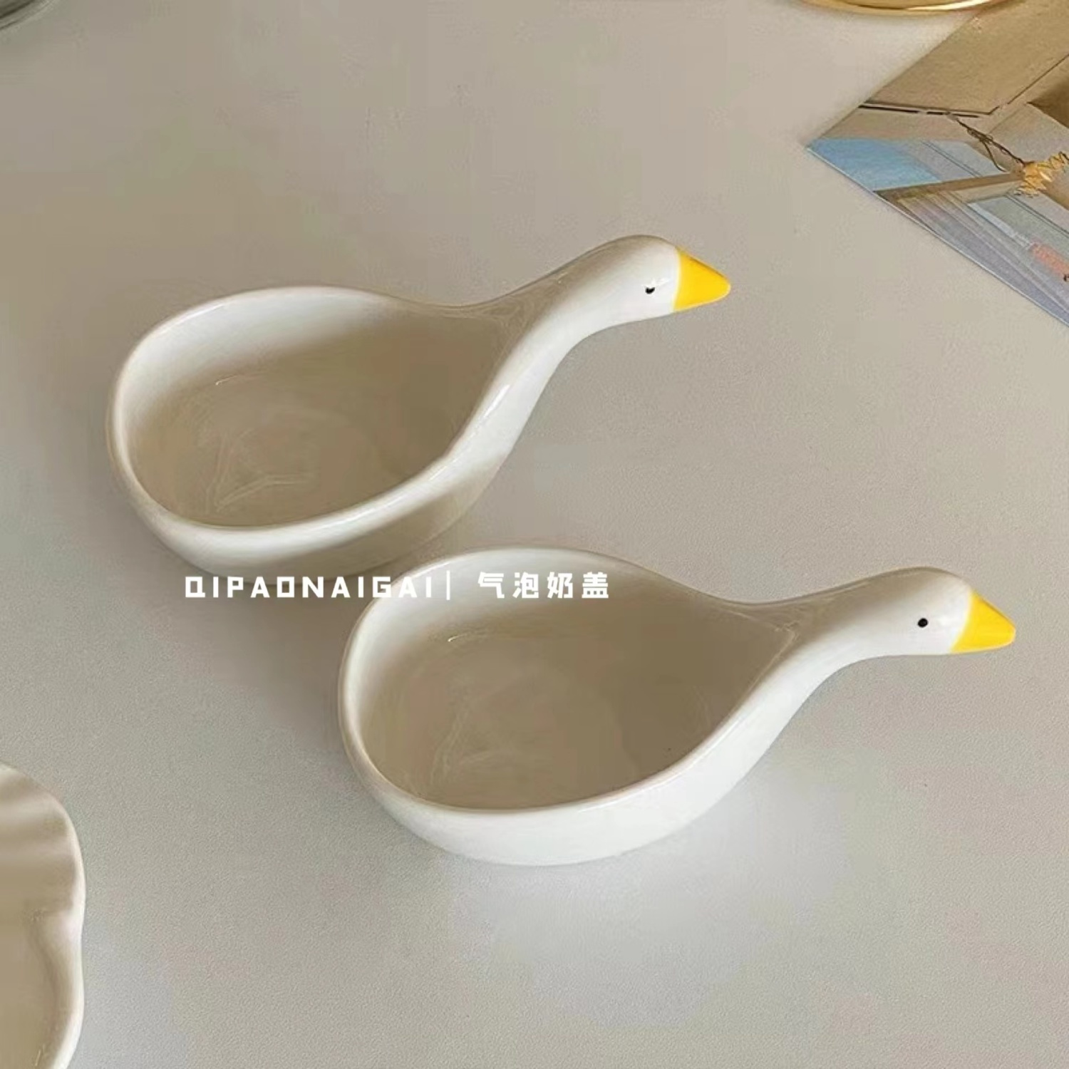 Ins Style Cute Duck Duck Sauce Dipping Bowl Three-Dimensional Cartoon Porcelain Small Plate Seasoning Dish Tomato Sauce Vinegar Dish Salad Dish