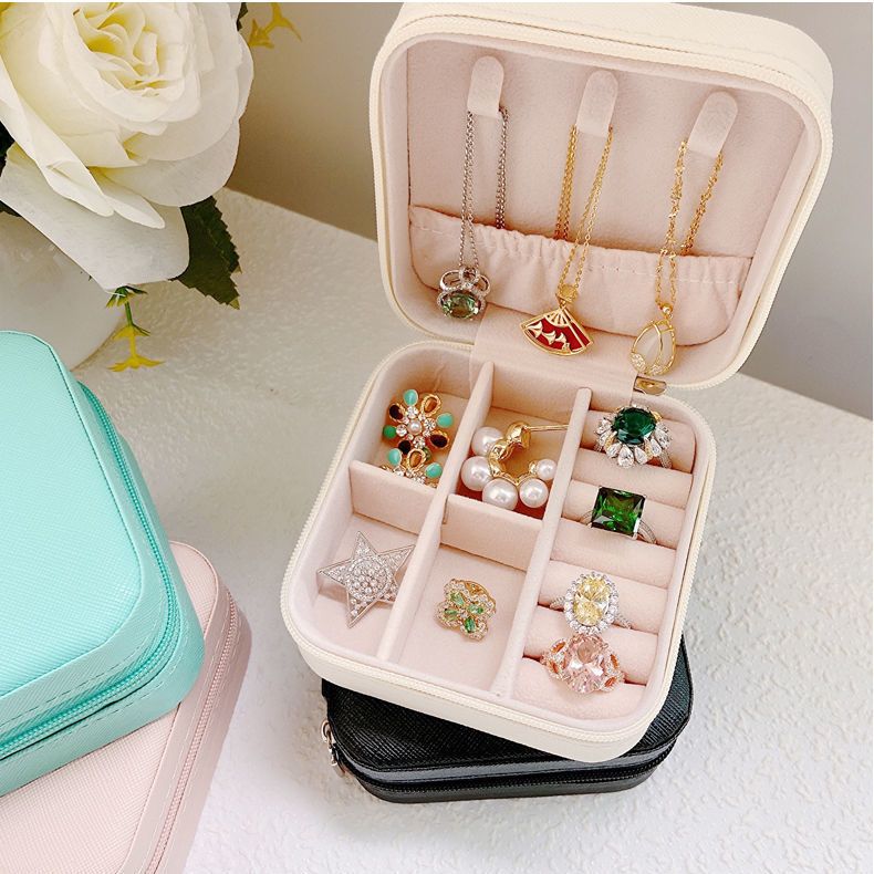 Korean Jewelry Storage Box Travel Portable Jewelry Box Small Ring Earrings Jewelry Box Packaging in Stock Wholesale