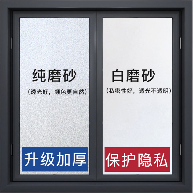 Window Frosted Self-Adhesive Glass Sticker Transparent and Opaque Bathroom Film Anti-Peeping Anti-Exposure Window Stickers