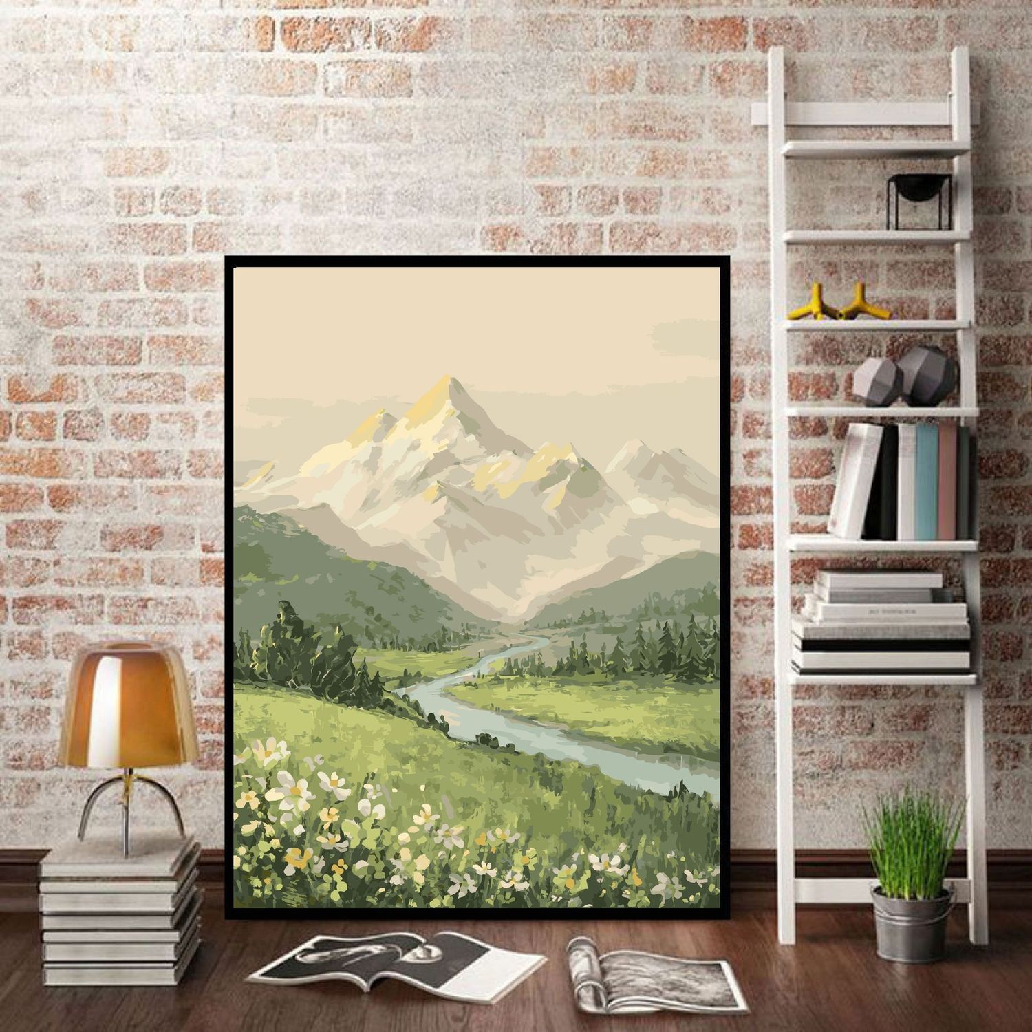 rizhao jinshan diy digital oil painting flower landscape decompression gift handmade and hand-painted watercolor coloring hanging painting