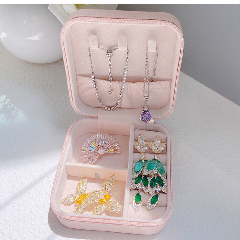 Korean Jewelry Storage Box Travel Portable Jewelry Box Small Ring Earrings Jewelry Box Packaging in Stock Wholesale