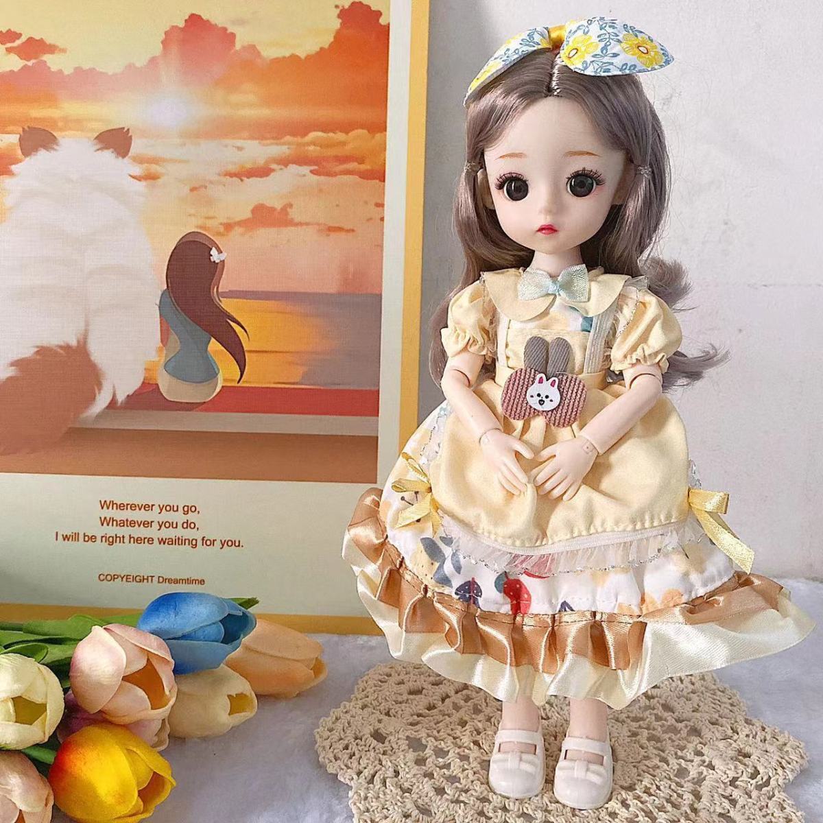 cute baby 30cm barbie doll little princess suit 3d real eye 6 points bjd children doll play house toy