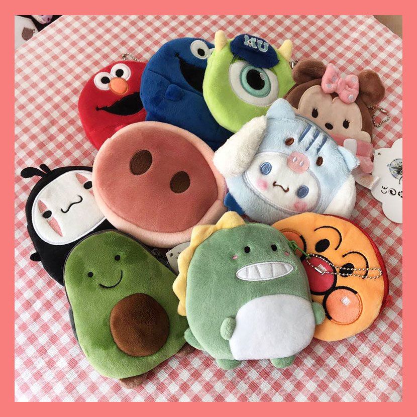 cute student cartoon cute plush avocado coin purse mini card case lipstick pack bluetooth earphone bag