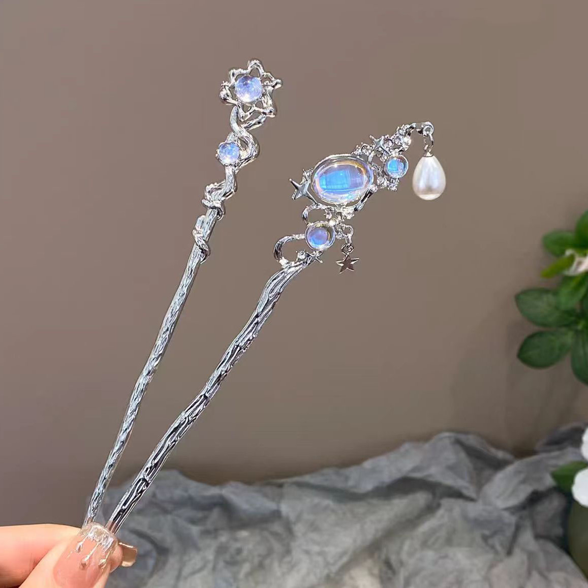 new chinese style a floating life in dream national style hairpin moonstone high-grade simple hairpin new chinese style cool hairpin