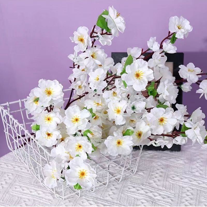 Simulation Peach Branches Living Room Fake Flower Peach Blossom Branch Decoration Table Decoration Flower Decoration Dried Flower High-End Desktop Decoration Flower