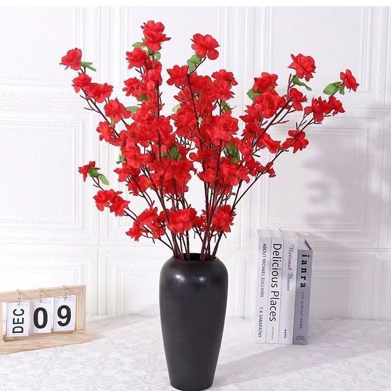 Simulation Peach Branches Living Room Fake Flower Peach Blossom Branch Decoration Table Decoration Flower Decoration Dried Flower High-End Desktop Decoration Flower