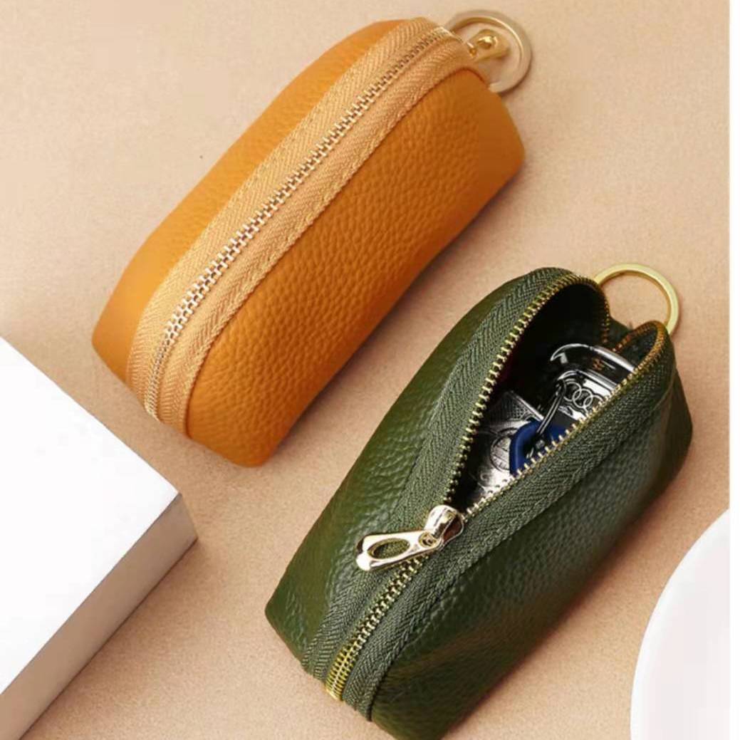 leather key bag first layer cowhide large capacity women‘s high-end key bag coin purse mini cute key bag