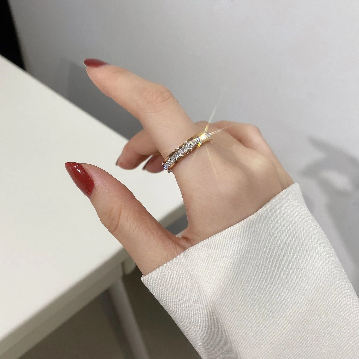 titanium steel ring women‘s cold style ins simple special-interest design cool advanced starry online influencer fashion ring