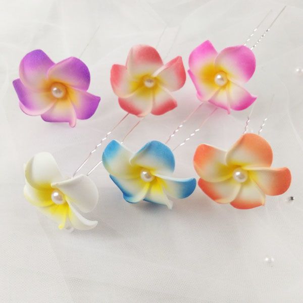 4cm fashion plumeria rubra barrettes side clip hairpin seaside holiday hair accessories bride hair braiding pin hairpin