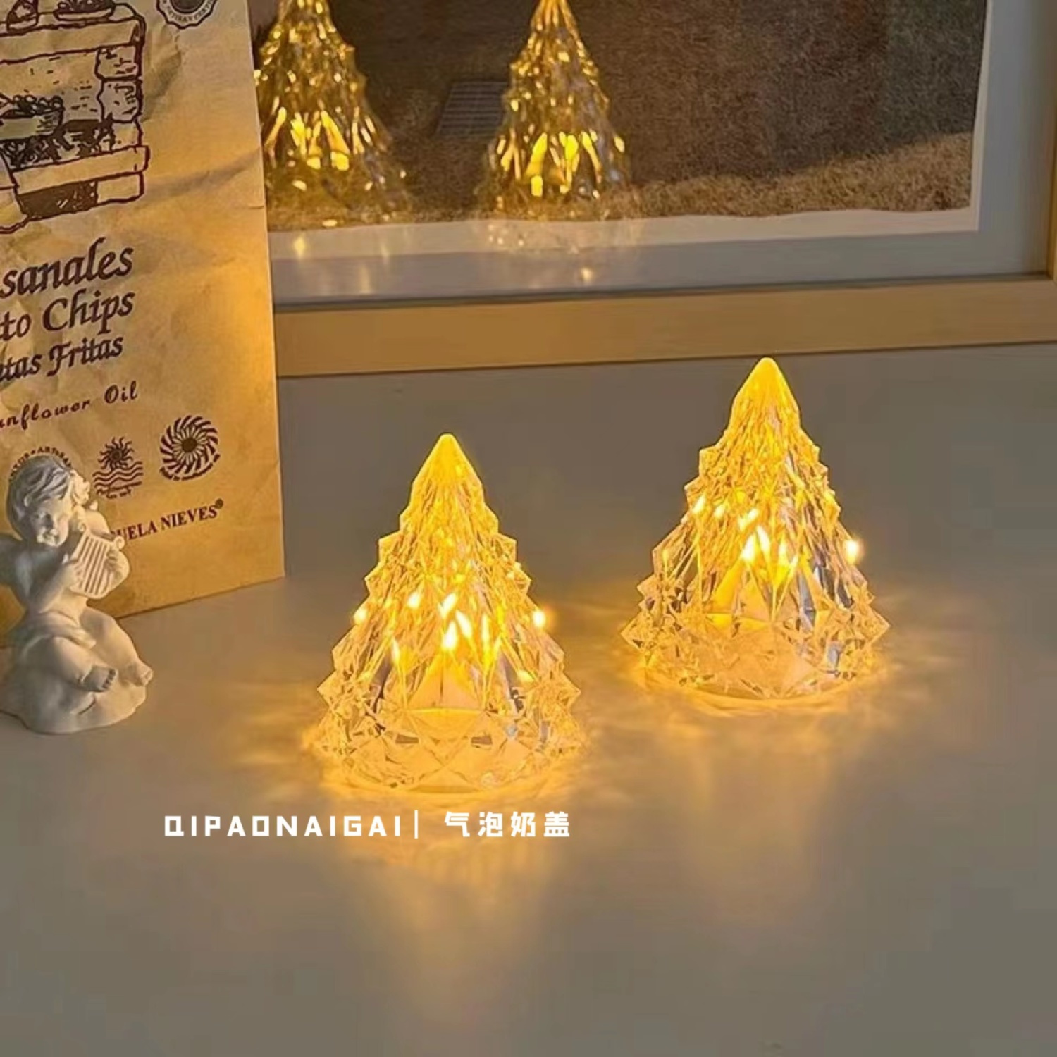 Retro Glacier Small Night Lamp Christmas Eve Decorative Lights Photo Shooting Decoration Indoor Christmas Good-looking Atmosphere Light Gift