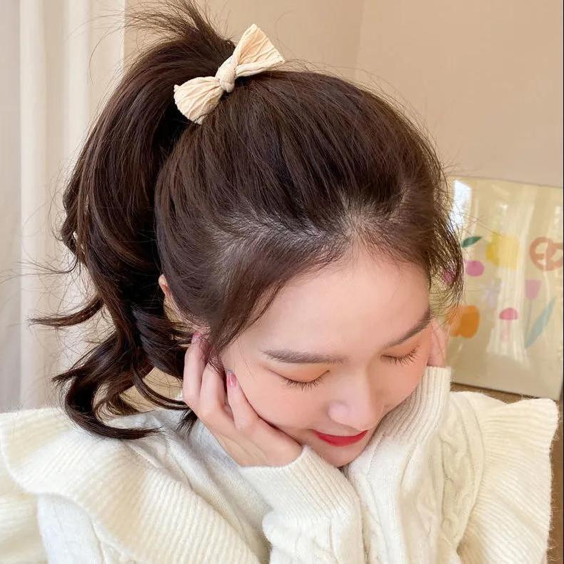 Korean Minimalist Bowknot Rubber Band Hair Band Height Horsetail Headwear Hairtie 2021 New Internet-Famous Hair Band Women