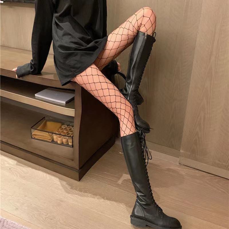 Online Influencer Pop Black Silk Stockings JK Size Plaid Fishnet Stockings Female Spring Summer Ultra-Thin Sexy Anti-Snagging Leggings