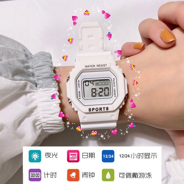 INS Super Popular Unicorn Watch Girls' Waterproof Korean Style Simple Harajuku Style Sports Electronic Watch for Junior High School Students