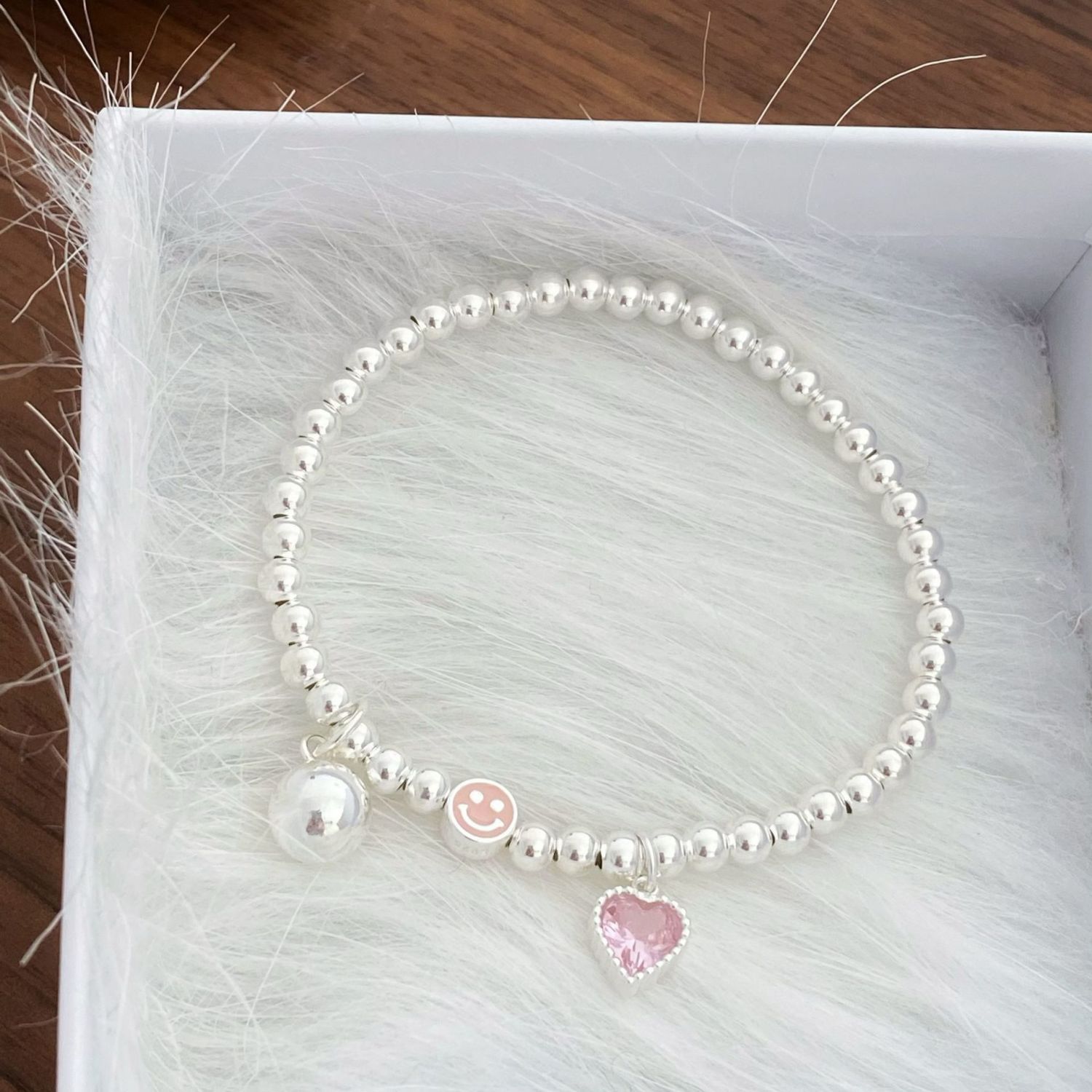 Pink Love Beaded Bracelet Ins Special-Interest Design Bracelet 2022 New Trendy Women's Summer Light Luxury Smiley Bracelet