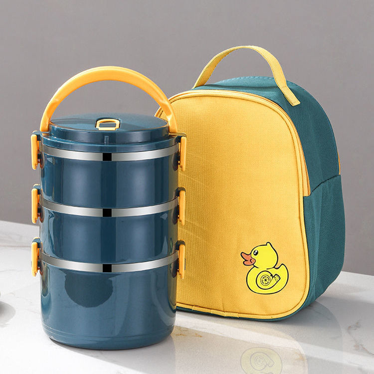 sealed insulated lunch box bucket office worker stainless steel lunch box with lid microwave oven heating lunch box student female