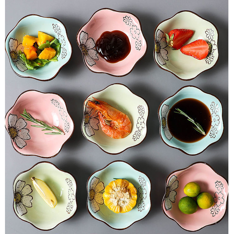 japanese-style ceramic sauce dipping seasoning dish soy sauce vinegar dish household snack dish dim sum plate small plate creative bone dish commercial