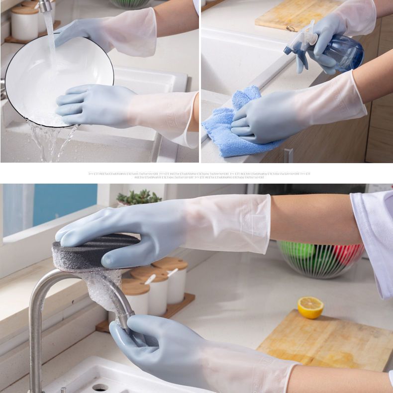 Dishwashing Gloves Women's Kitchen Thickened Rubber Latex Laundry Waterproof Plastic Rubber Housework Durable Bowl Washing Work