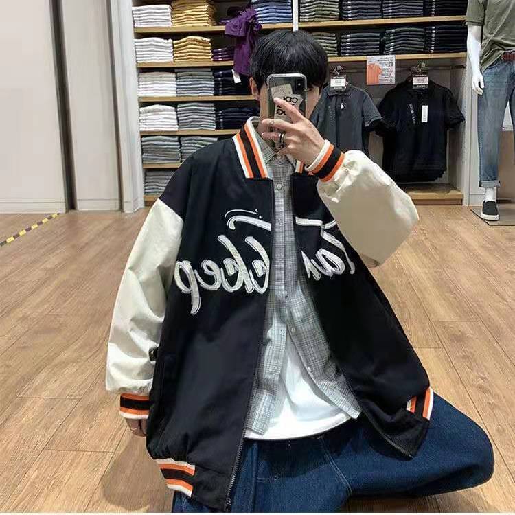 2021 spring new casual jacket men‘s korean style trendy loose baseball uniform ins hong kong style student handsome jacket