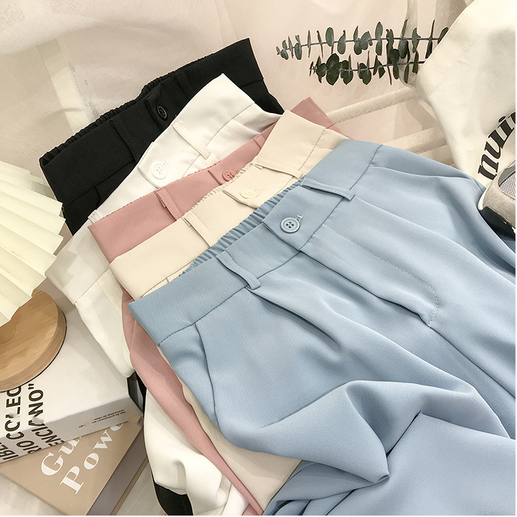 suit pants for women 2023 spring and autumn new korean style high waist loose and slimming straight-leg pants cropped smoke tube casual small trousers
