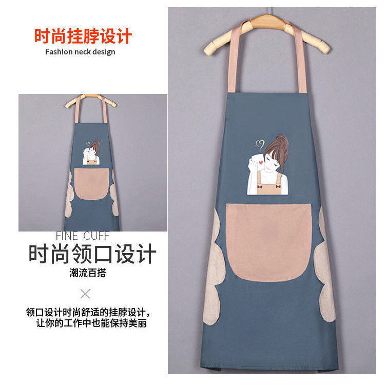 Apron Household Waterproof and Oil-Proof Men's and Women's New Internet Celebrity Apron Korean Style Japanese Style Work Clothes for Work and Housework Apron