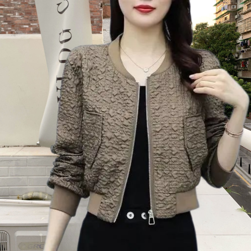 Short coat for women  spring and autumn new style small high-waisted slim top with temperament and versatile baseball uniform jacket trend