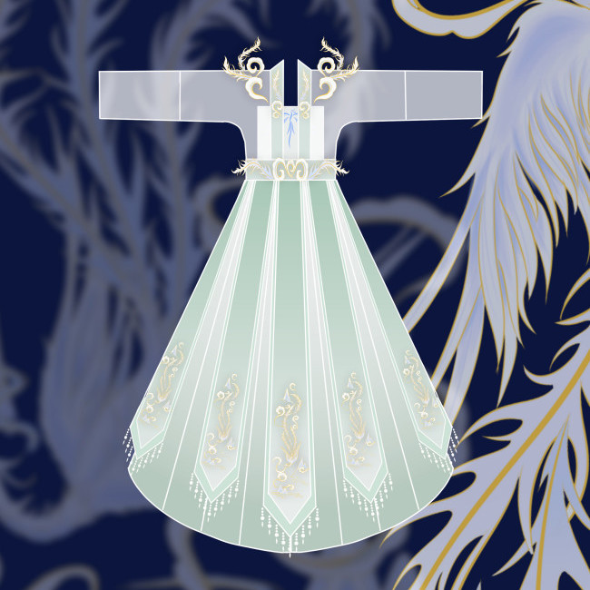 新品【倾国倾城】原创重工刺绣花汉服女对襟齐腰款古风面纱凤尾裙
