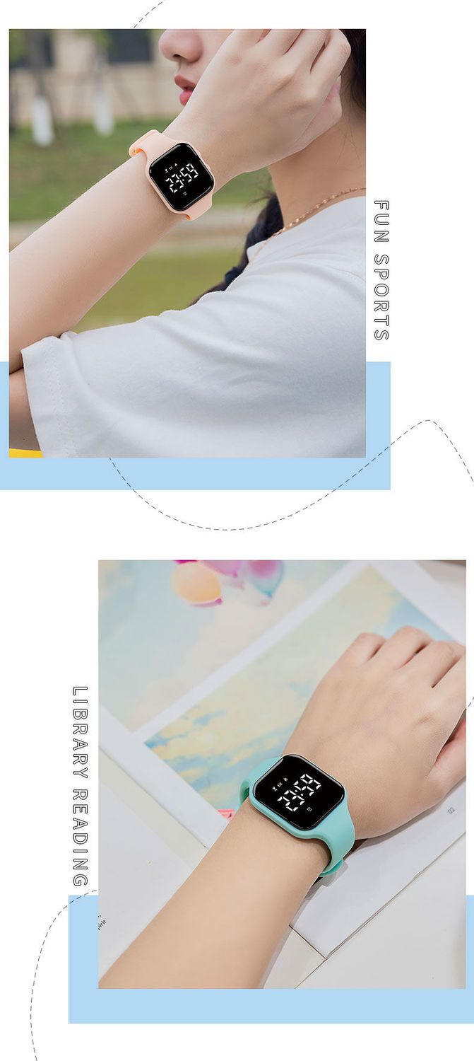 Smart Female Students Korean Version Simple Junior High School Bracelet Sports Waterproof Luminous Vibration Alarm Clock_voghion.com