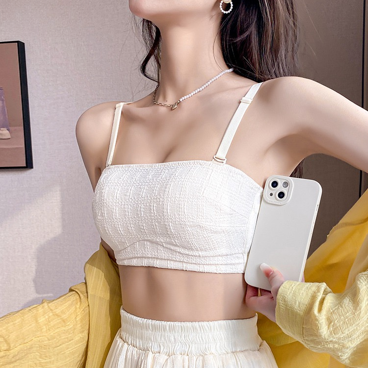 莫代尔棉抹胸内衣少女防走光小胸聚拢薄款夏季无肩带美背文胸裹胸
