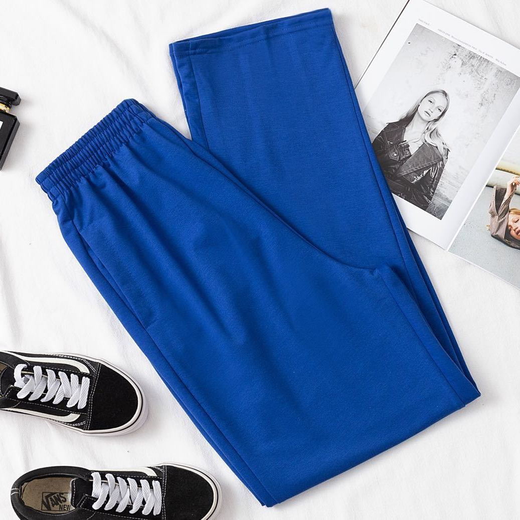 蓝色校服裤子学生校裤初高中运动裤宽松女休闲裤宝蓝色裤子 - 17网