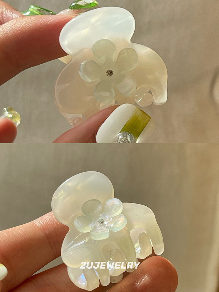 Molla per capelli farfalla azzurra con cristalli e petali_voghion.com