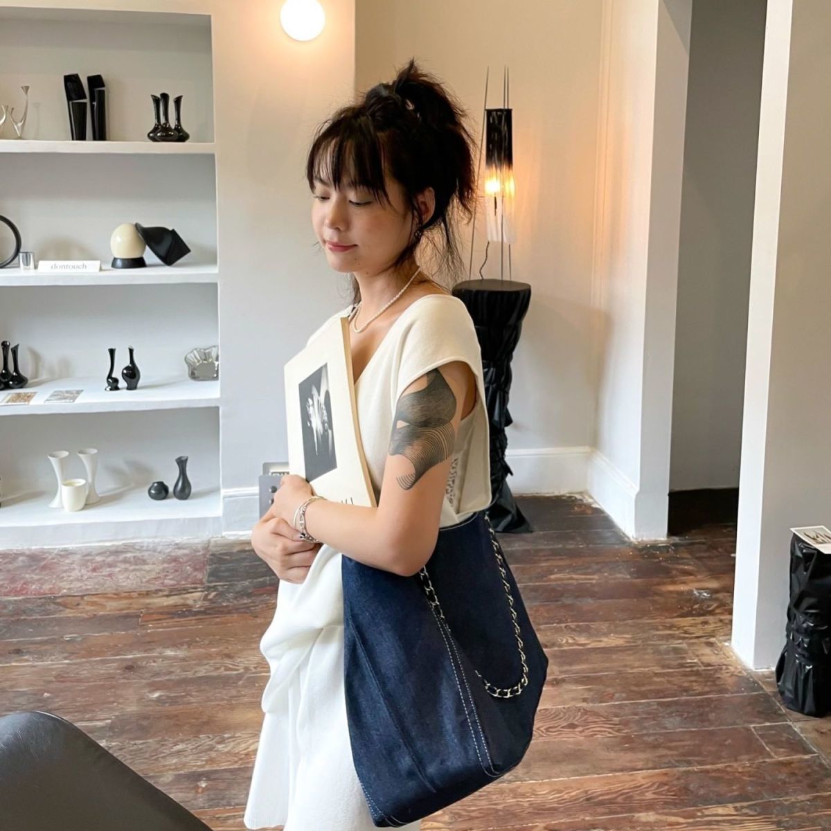 Borsa per donna 2024 nuova grande capacità versatile in tessuto alla moda in metallo con tracolla a catena in denim borsa casual_voghion.com